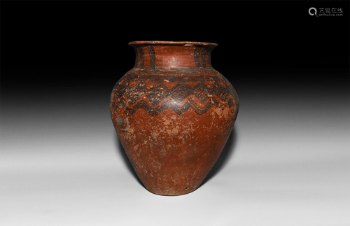 Anatolian Red Burnished Pottery Vessel