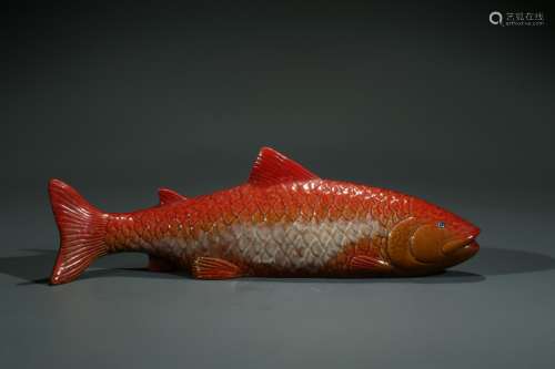 A CHINESE GLAZED CARP MODEL