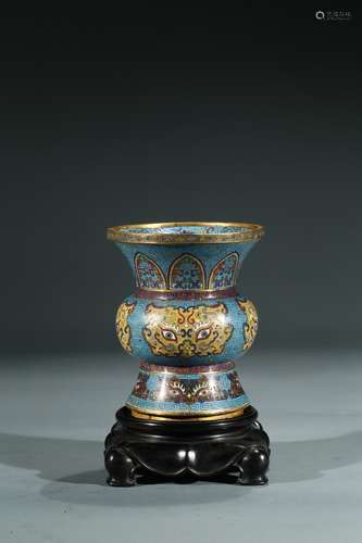 A CHINESE CLOISONNE ENAMEL TAOTIE-MASK 'ZUN' VESSEL