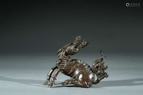 A CHINESE BRONZE CAST MODEL OF KIRIN