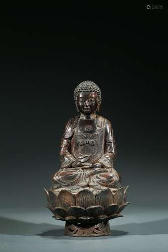 A CHINESE BRONZE FIGURE OF SEATED AMITABHA