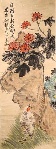 COLOR AND INK 'BIRD & FLOWERS' PAINTING, WANG ZHEN(1867-1938)