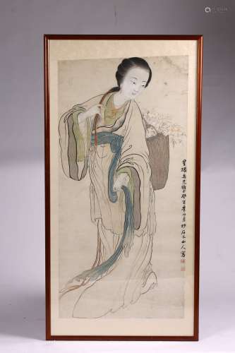 A CHINESE COLOR AND INK 'BEAUTY' PAINTING