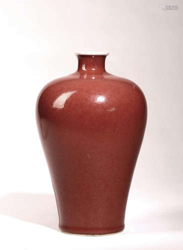 A CHINESE COPPER RED GLAZE MEIPING VASE