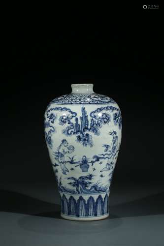 A CHINESE BLUE AND WHITE 'FIGURES' VASE