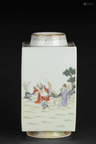 A FAMILLE ROSE 'EIGHT IMMORTALS' VASE