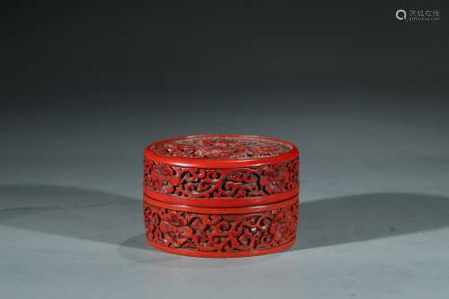 A CHINESE CINNABAR LACQUER BOX AND COVER