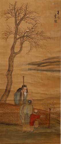 INK AND COLOR 'FIGURES' PAINTING, LI CAN (1723-?)