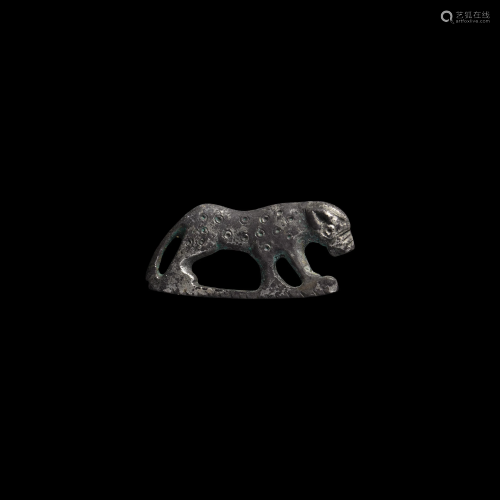 Roman Silvered Panther Plate Brooch