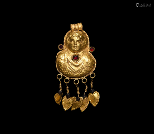 Eastern Greek Gold Bust Pendant