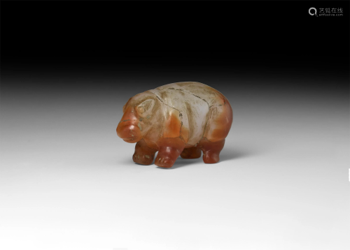 Phoenician Carnelian Hippopotamus Statuette