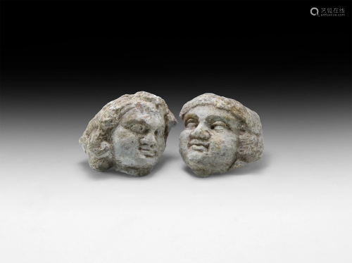 Roman Marble Cupid Face Pair