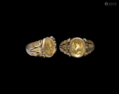 Roman Gilt Silver Ring with Bust