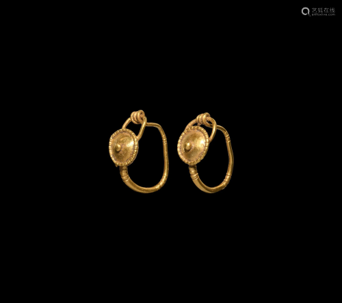Roman Gold Shield-Shaped Earrings