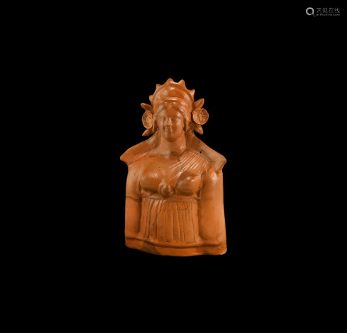 Greek Hellenistic Terracotta Bust of a Godd…