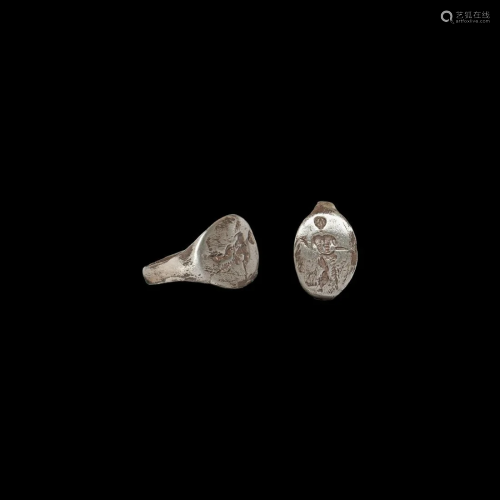 Thracian Silver Ring with Nude Figure