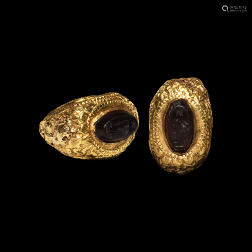 Roman Gold Ring with Crane Gemstone