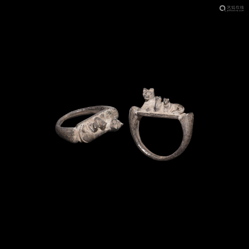 Romano-Egyptian Silver Ring with Cat and …