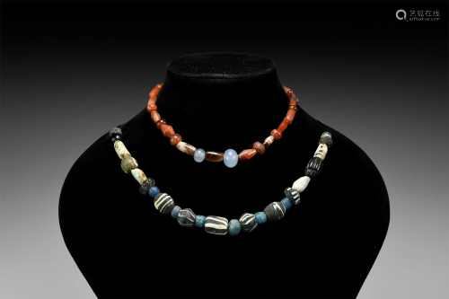 Roman Glass and Carnelian Bead Necklace …