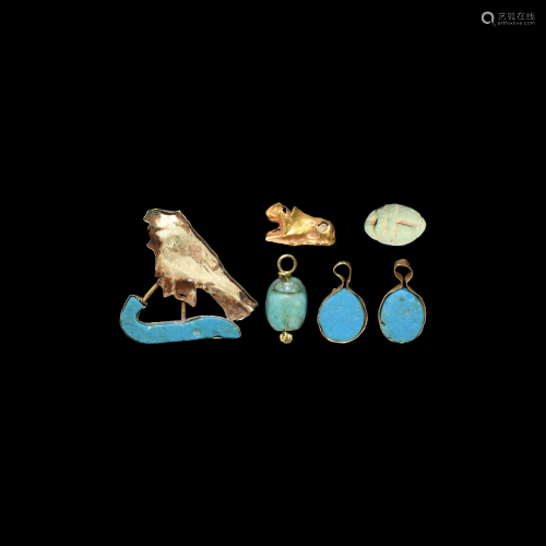 Egyptian Gold and Composition Amulet Group