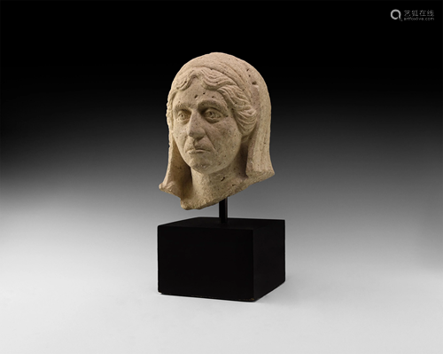 Roman Limestone Head of a Lady