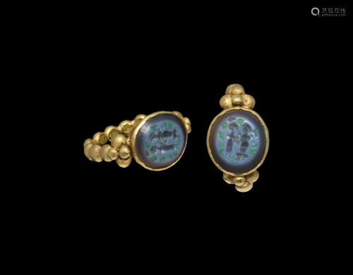 Late Sassanian Gemstone in Gold Ring