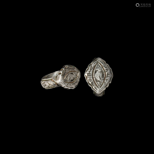 Byzantine Silver Ring with Bird