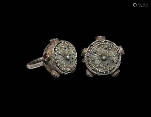 Byzantine Silver Ring with Garnets