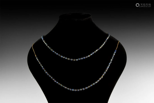 Roman Banded Blue Glass Bead Necklace Group