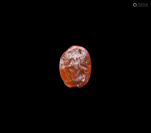 Carnelian Gemstone with Kneeling Figure