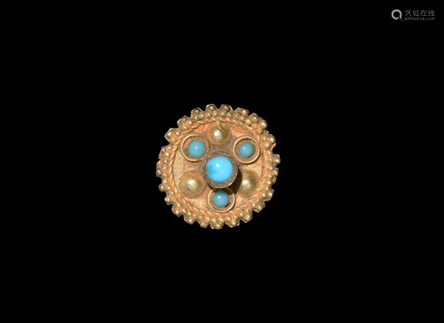 Gold Mount with Turquoise Cabochons