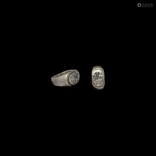 Roman Silver Ring with Warrior on Horseback