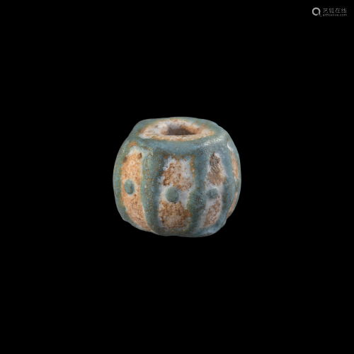 Large Roman Blue and White Bead