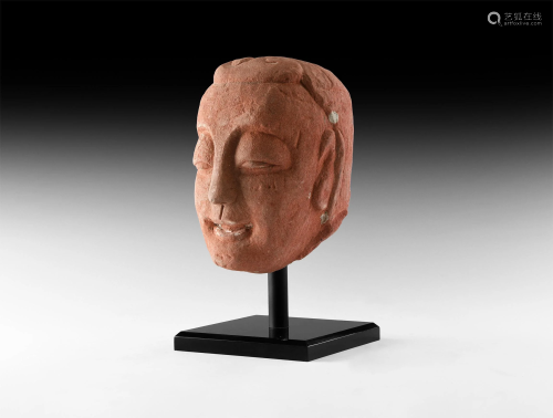 Chinese Ming Red Stone Devil Head