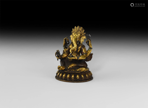 Tibetan Gilt Ganesh Figurine