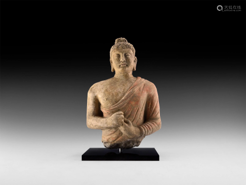 Gandharan Painted Bust of Buddha