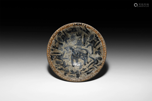 Chinese Glazed Bowl with Soldiers