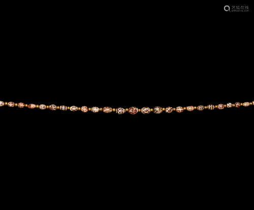 Indus Valley Etched Carnelian Bead Necklace