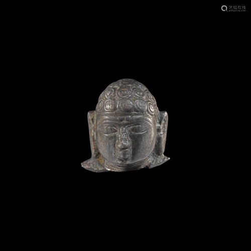 Hindu Shahi Bronze Statuette Head