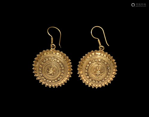 Indian GIlt Filigree Earring Pair