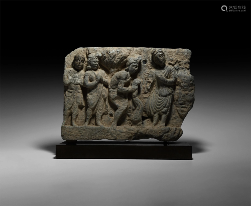 Gandharan Figural Frieze Section, Robed Figu…