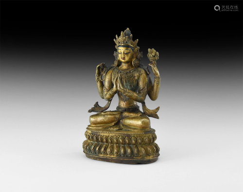 Tibetan Gilt Sitting Buddha Figure