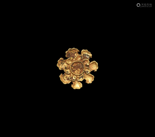 Chinese Qing Gold Rosette Plaque