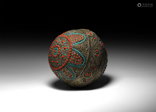 Large Tibetan Inlaid Orb