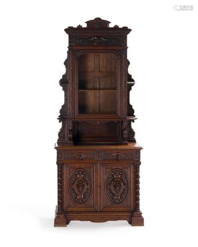 A Victorian oak carved wood cabinet