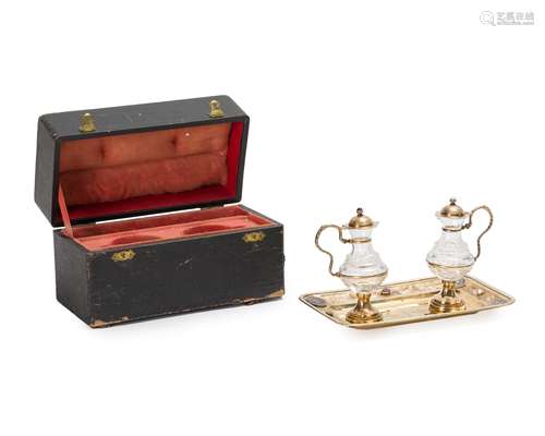 A French vermeil communion wine set