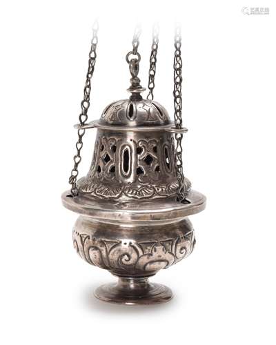 A Mexican silver thurible on chain