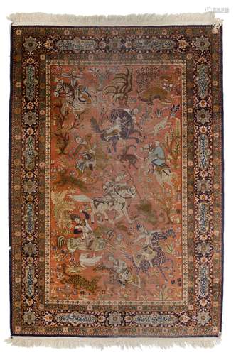 A Persian silk area rug