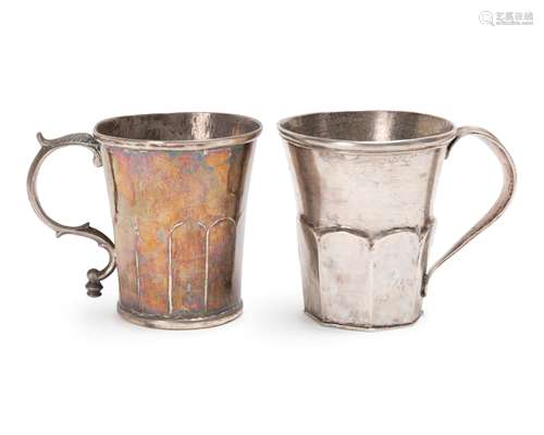 Two silver Bolivian handled cups