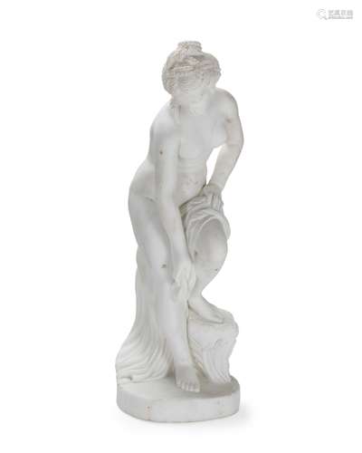 A white marble figure of Diana after the bath